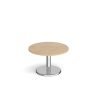 Pisa circular coffee table with round chrome base 800mm kendal oak - PCC800-KO