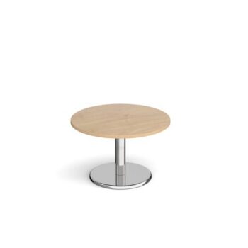 Pisa circular coffee table with round chrome base 800mm kendal oak - PCC800-KO