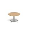 Pisa circular coffee table with round chrome base 800mm oak - PCC800-O