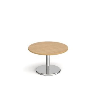 Pisa circular coffee table with round chrome base 800mm oak - PCC800-O