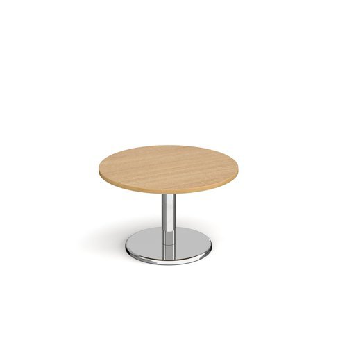 Pisa circular coffee table with round chrome base 800mm oak - PCC800-O