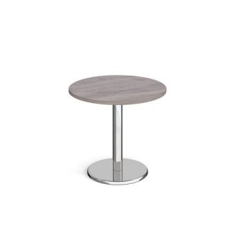 Pisa circular dining table with round chrome base 800mm grey oak - PDC800-GO