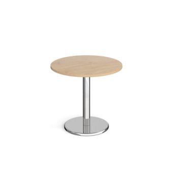 Pisa circular dining table with round chrome base 800mm kendal oak - PDC800-KO