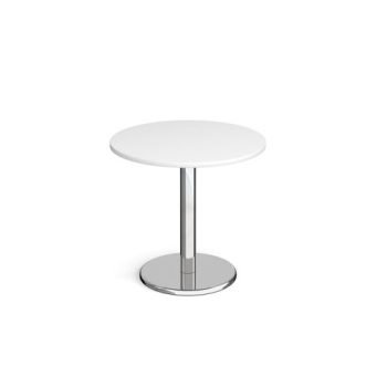 Pisa circular dining table with round chrome base 800mm white - PDC800-WH
