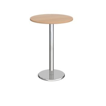 Pisa circular poseur table with round chrome base 800mm beech - PPC800-B