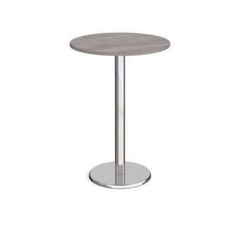 Pisa circular poseur table with round chrome base 800mm grey oak - PPC800-GO