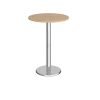 Pisa circular poseur table with round chrome base 800mm kendal oak - PPC800-KO