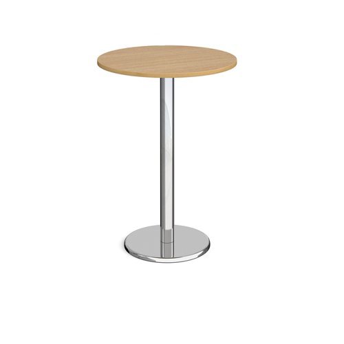 Pisa circular poseur table with round chrome base 800mm oak - PPC800-O