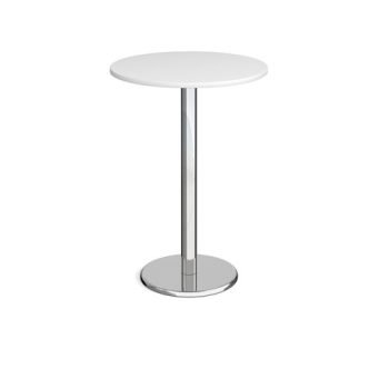 Pisa circular poseur table with round chrome base 800mm white - PPC800-WH