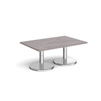 Pisa rectangular coffee table with round chrome bases 1200mm x 800mm grey oak - PCR1200-GO