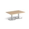 Pisa rectangular coffee table with round chrome bases 1200mm x 800mm kendal oak - PCR1200-KO