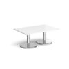 Pisa rectangular coffee table with round chrome bases 1200mm x 800mm white - PCR1200-WH