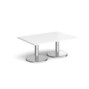 Pisa rectangular coffee table with round chrome bases 1200mm x 800mm white - PCR1200-WH
