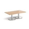 Pisa rectangular coffee table with round chrome bases 1400mm x 800mm beech - PCR1400-B