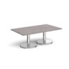 Pisa rectangular coffee table with round chrome bases 1400mm x 800mm grey oak - PCR1400-GO