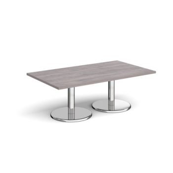 Pisa rectangular coffee table with round chrome bases 1400mm x 800mm grey oak - PCR1400-GO