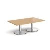 Pisa rectangular coffee table with round chrome bases 1400mm x 800mm oak - PCR1400-O