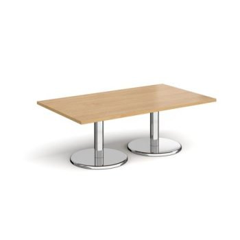 Pisa rectangular coffee table with round chrome bases 1400mm x 800mm oak - PCR1400-O