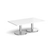 Pisa rectangular coffee table with round chrome bases 1400mm x 800mm white - PCR1400-WH