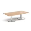 Pisa rectangular coffee table with round chrome bases 1600mm x 800mm beech - PCR1600-B