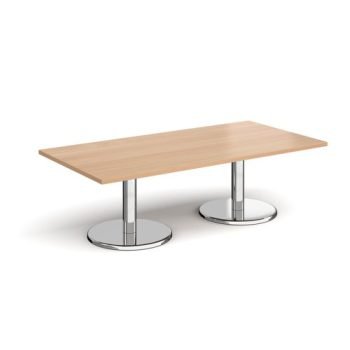 Pisa rectangular coffee table with round chrome bases 1600mm x 800mm beech - PCR1600-B