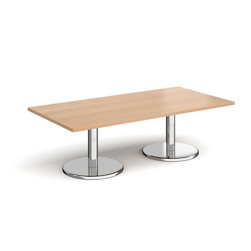Pisa rectangular coffee table with round chrome bases 1600mm x 800mm beech - PCR1600-B