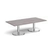 Pisa rectangular coffee table with round chrome bases 1600mm x 800mm grey oak - PCR1600-GO
