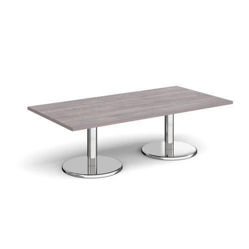 Pisa rectangular coffee table with round chrome bases 1600mm x 800mm grey oak - PCR1600-GO