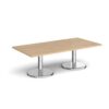 Pisa rectangular coffee table with round chrome bases 1600mm x 800mm kendal oak - PCR1600-KO