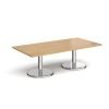 Pisa rectangular coffee table with round chrome bases 1600mm x 800mm oak - PCR1600-O