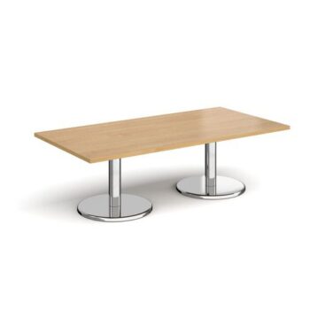 Pisa rectangular coffee table with round chrome bases 1600mm x 800mm oak - PCR1600-O
