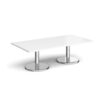 Pisa rectangular coffee table with round chrome bases 1600mm x 800mm white - PCR1600-WH