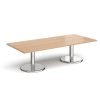 Pisa rectangular coffee table with round chrome bases 1800mm x 800mm beech - PCR1800-B