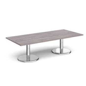 Pisa rectangular coffee table with round chrome bases 1800mm x 800mm grey oak - PCR1800-GO