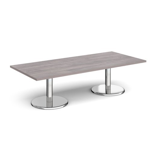 Pisa rectangular coffee table with round chrome bases 1800mm x 800mm grey oak - PCR1800-GO