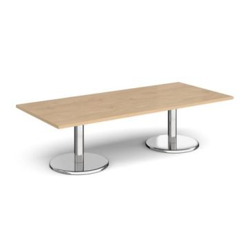 Pisa rectangular coffee table with round chrome bases 1800mm x 800mm kendal oak - PCR1800-KO