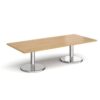 Pisa rectangular coffee table with round chrome bases 1800mm x 800mm oak - PCR1800-O