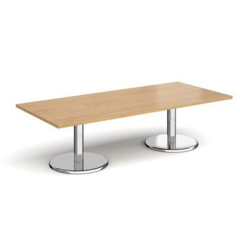 Pisa rectangular coffee table with round chrome bases 1800mm x 800mm oak - PCR1800-O