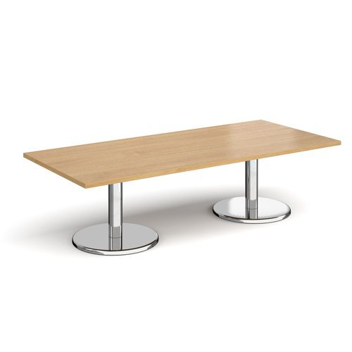 Pisa rectangular coffee table with round chrome bases 1800mm x 800mm oak - PCR1800-O