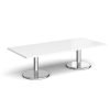 Pisa rectangular coffee table with round chrome bases 1800mm x 800mm white - PCR1800-WH