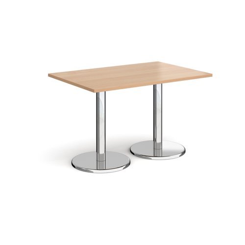 Pisa rectangular dining table with round chrome bases 1200mm x 800mm beech - PDR1200-B