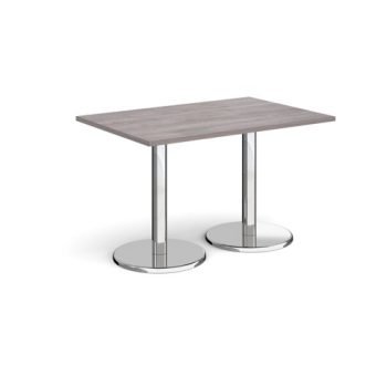 Pisa rectangular dining table with round chrome bases 1200mm x 800mm grey oak - PDR1200-GO