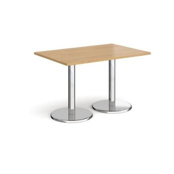 Pisa rectangular dining table with round chrome bases 1200mm x 800mm oak - PDR1200-O