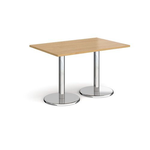Pisa rectangular dining table with round chrome bases 1200mm x 800mm oak - PDR1200-O