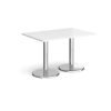 Pisa rectangular dining table with round chrome bases 1200mm x 800mm white - PDR1200-WH
