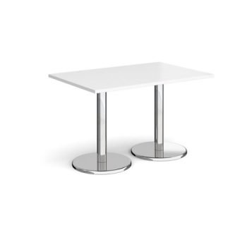 Pisa rectangular dining table with round chrome bases 1200mm x 800mm white - PDR1200-WH