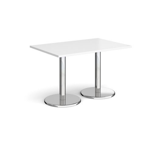 Pisa rectangular dining table with round chrome bases 1200mm x 800mm white - PDR1200-WH