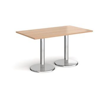 Pisa rectangular dining table with round chrome bases 1400mm x 800mm beech - PDR1400-B