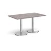 Pisa rectangular dining table with round chrome bases 1400mm x 800mm grey oak - PDR1400-GO