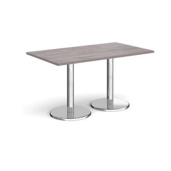 Pisa rectangular dining table with round chrome bases 1400mm x 800mm grey oak - PDR1400-GO
